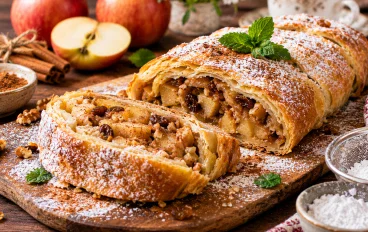 🍎🥧 ستروودل التفاح بالقرفة المقرمش - وصفة حلوى أوروبية سهلة ولذيذة
