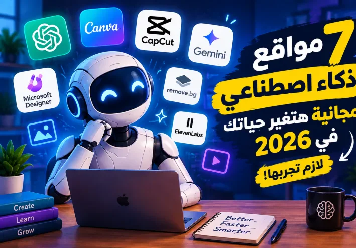 7 مواقع ذكاء اصطناعي مجانية هتغير حياتك في 2026.. لازم تجربها! ا